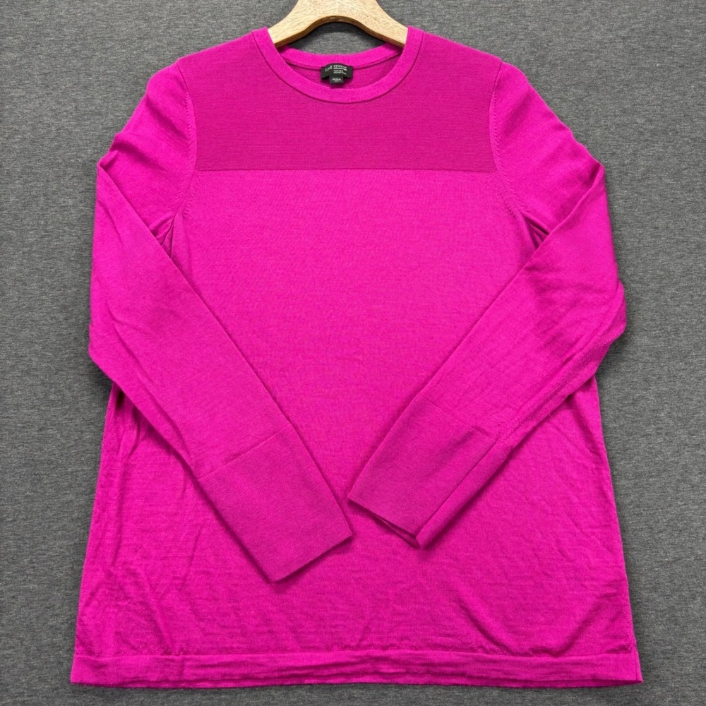 J Jill Sweater Womens XL Tall Merino Wool Washable Crew Neck Long Sleeve Fuchsia